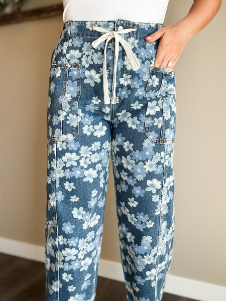 PREORDER Verbena Floral Barrel Jean