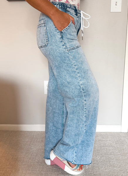 Kateri Drawstring Wide Leg Denim