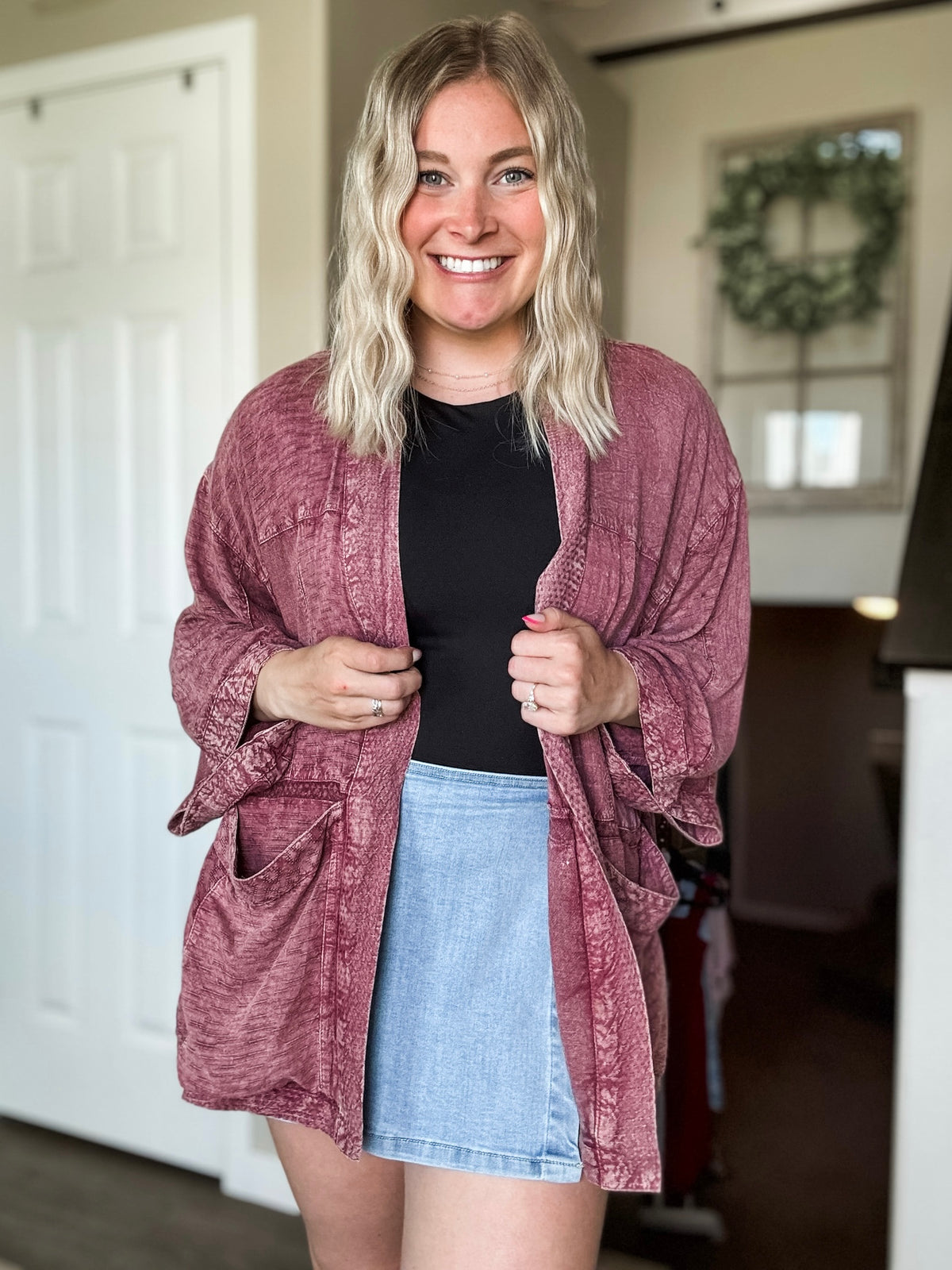 Whiskey Rose Textured Kimono