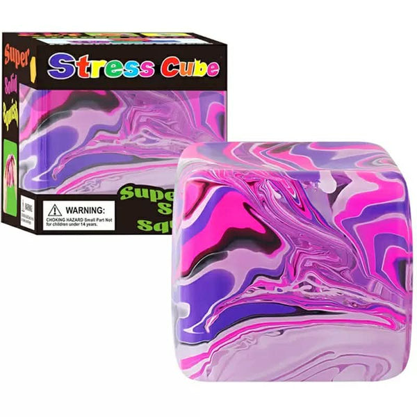 Tie Dye Stress Cube Squishy -  Pink/Purple