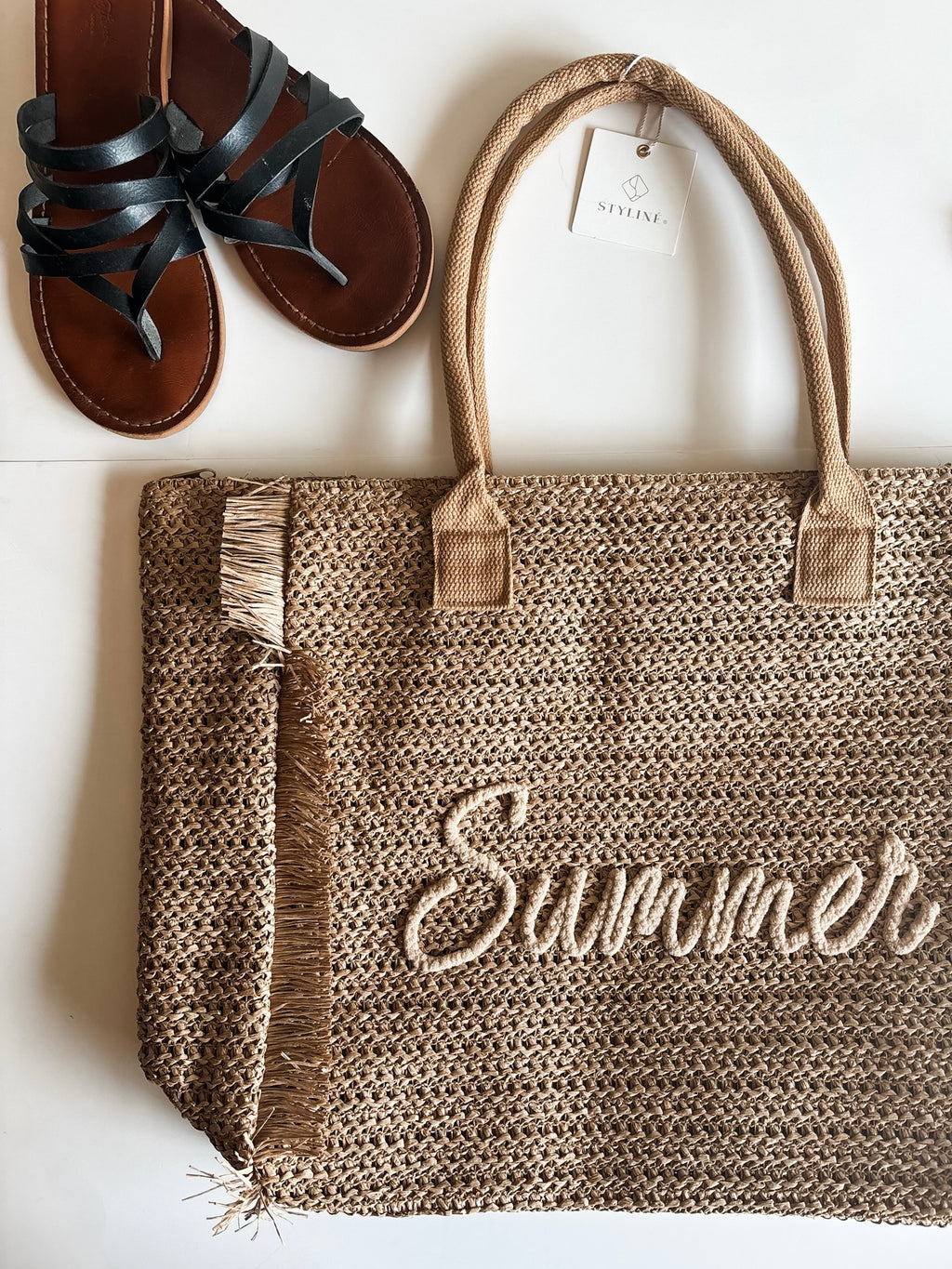 Summer Escape Straw Tote - Tan
