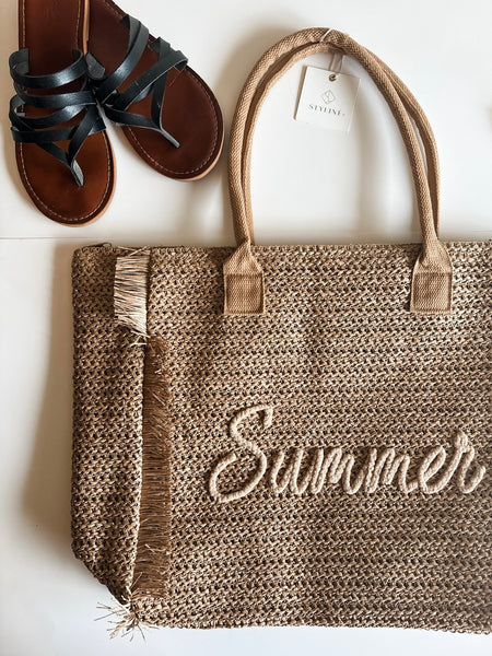 Summer Escape Straw Tote - Tan