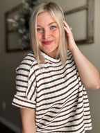 Sollie Striped Boxy Top - Brown - SIZE L/XL