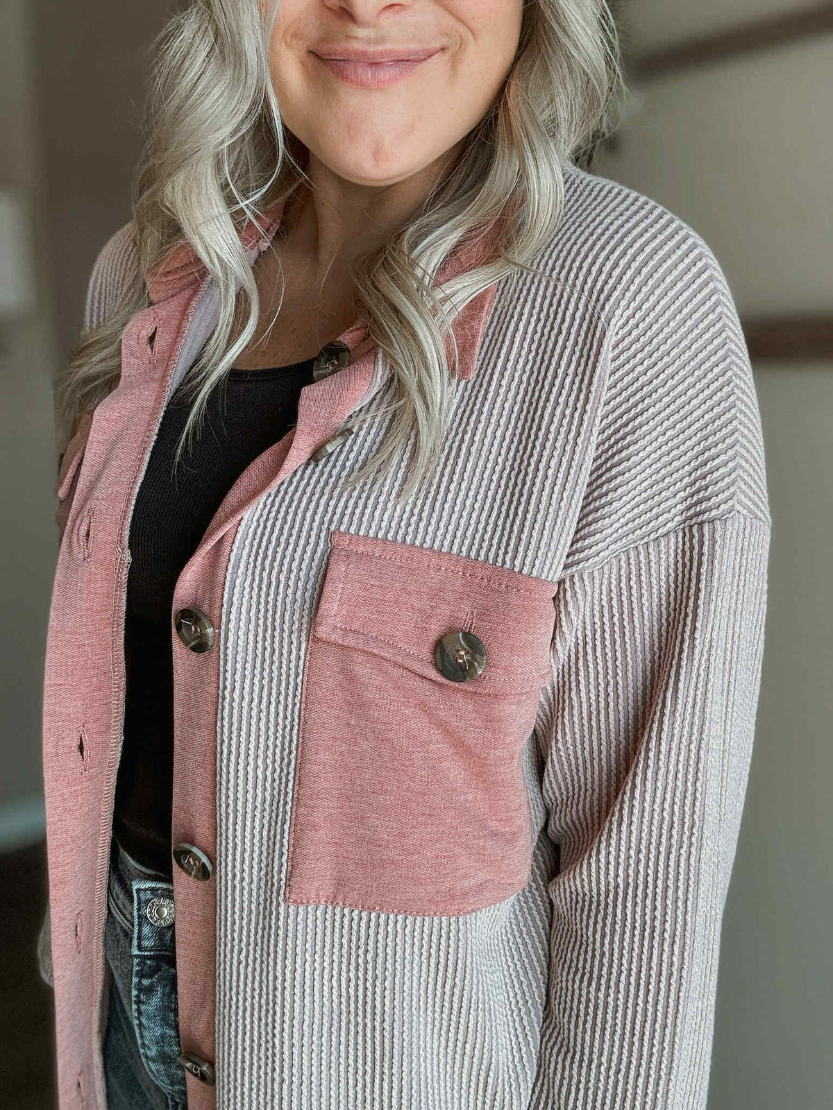 Ivy Ribbed Shacket - Mauve - SIZE SMALL