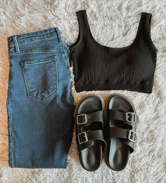 Ayla Ribbed Crop Bra Top - SIZE MEDIUM