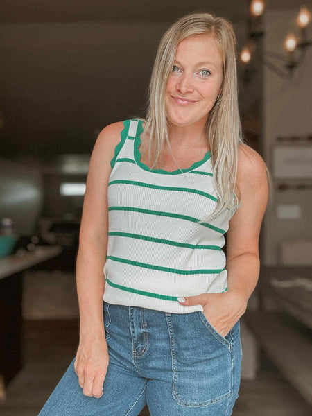 Maris Scalloped Trim Tank - SIZE MEDIUM