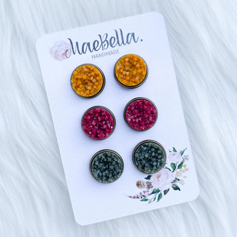Autumn Glow Druzy Stud Trio