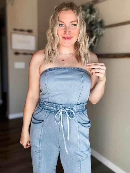Odessa Washed Strapless Jumpsuit