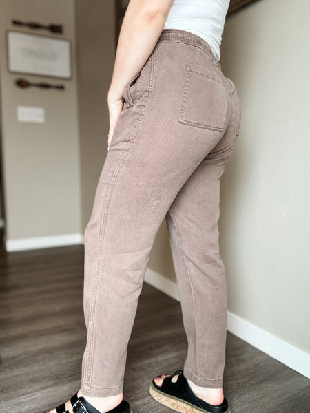 Avery Tapered Tencel Pant - Cocoa - SIZE SMALL