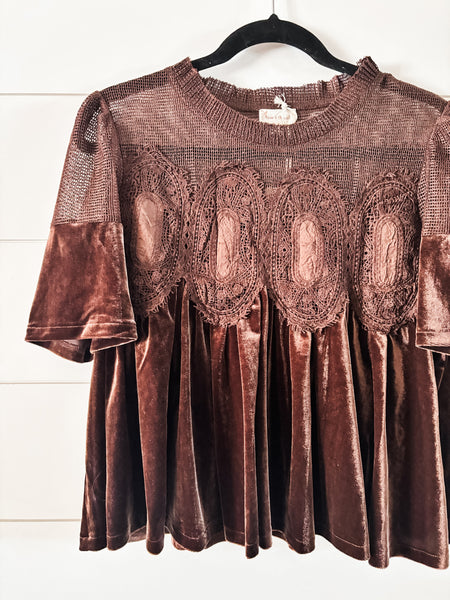 Cambri Velvet Babydoll Top