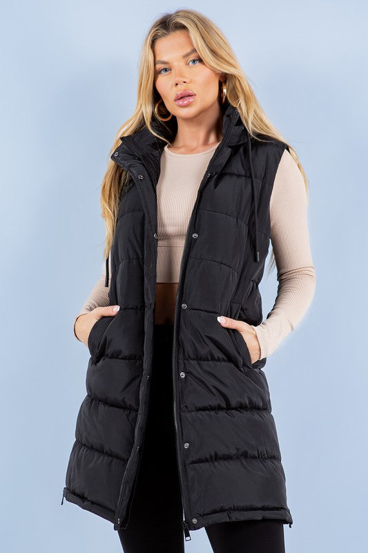 PREORDER Brendi Black Long Puffer Vest