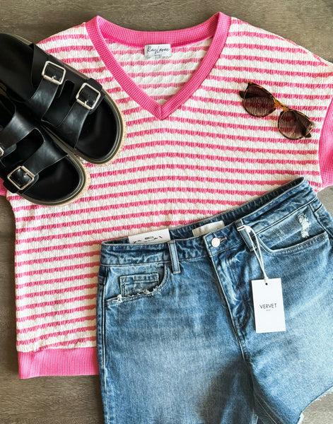 PREORDER Zellie Textured Contrast Top