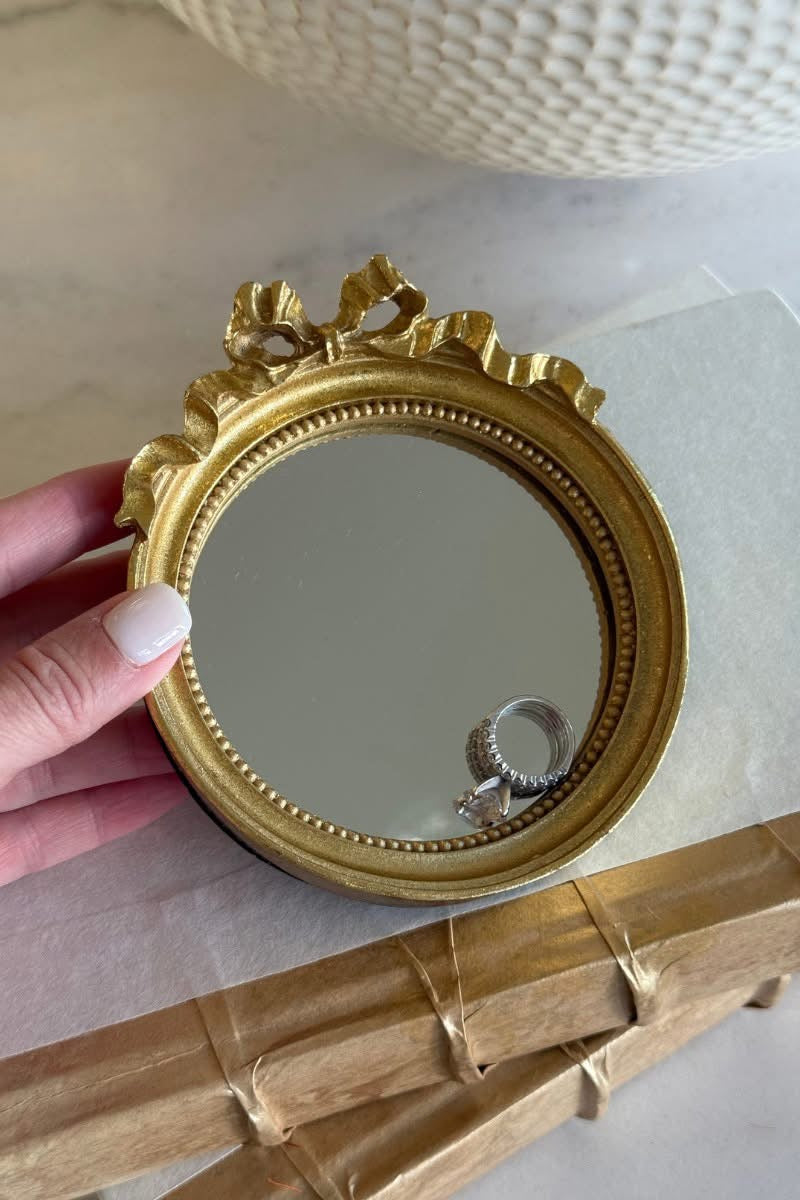 Vintage Bow Mirror Trinket Tray