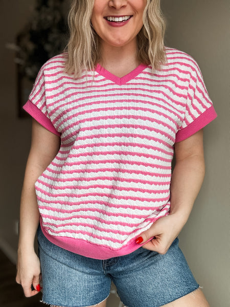 PREORDER Zellie Textured Contrast Top