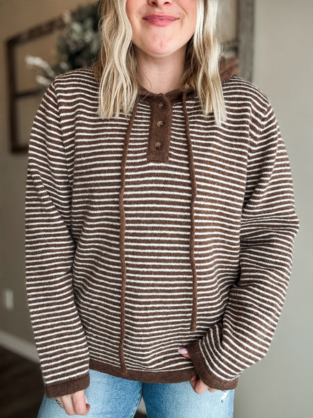 Brownstone Stripe Henley Sweater
