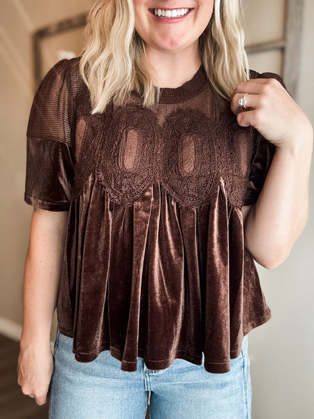 Cambri Velvet Babydoll Top