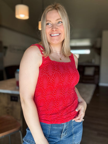 Dovie Textured Tank - Red