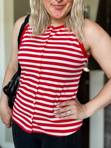 Orli Stripe Button Tank