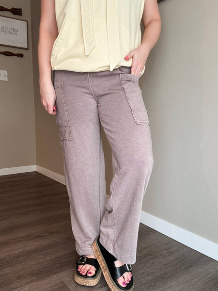 Laela French Terry Cargo Pant - Mocha