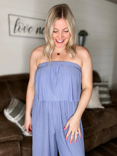 Venezia Pleated Strapless Jumpsuit