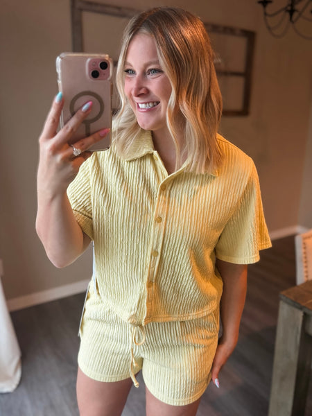 Del Mar Crinkle Loungewear Set - Yellow