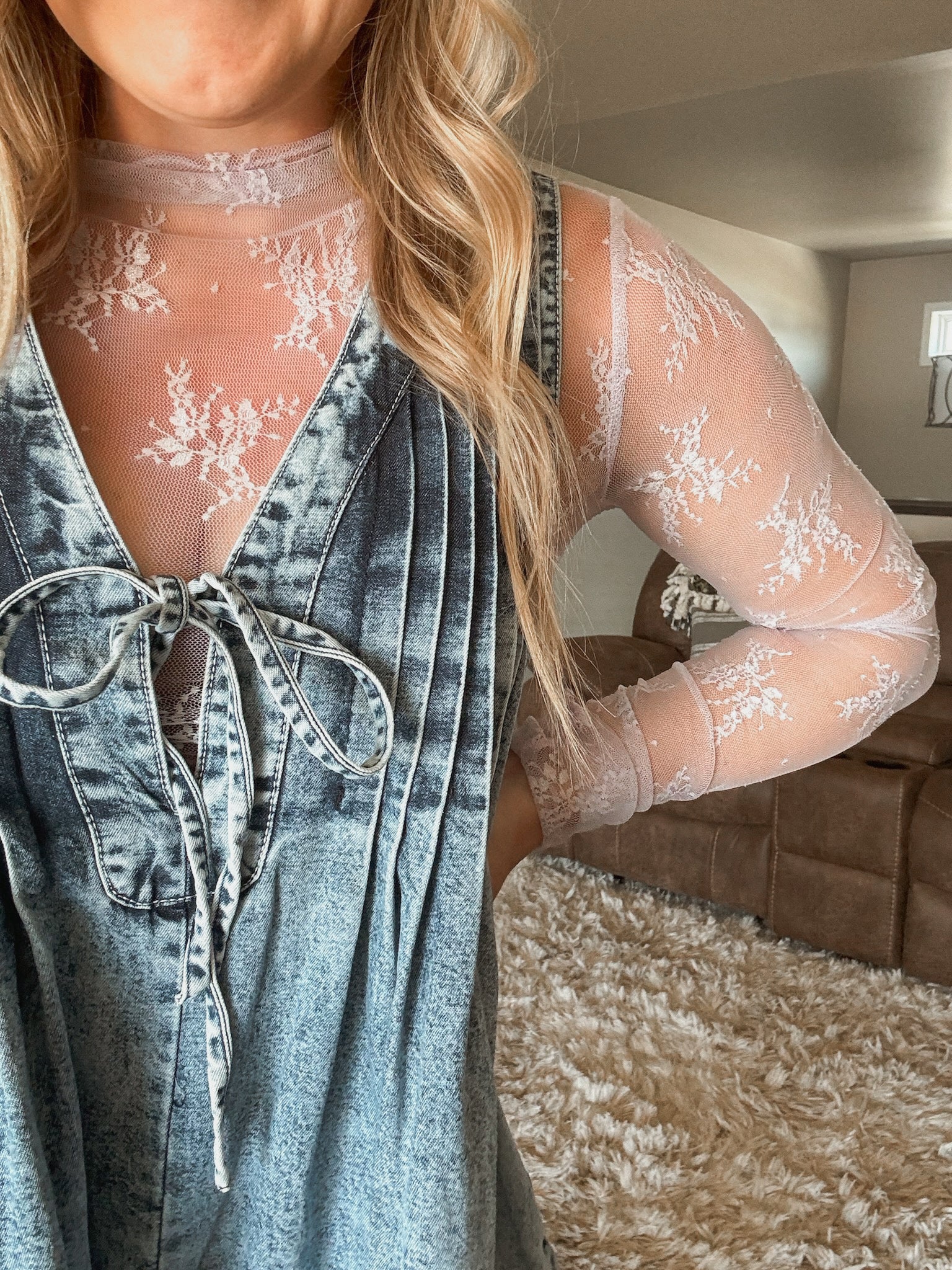 Sorla Sheer Lace Top - Lavender