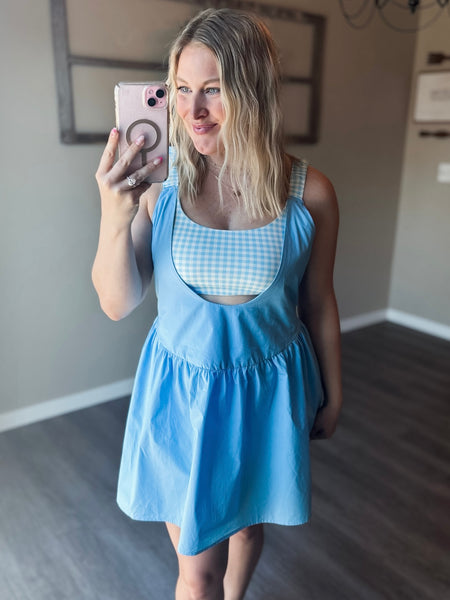 Set Point Gingham Active Dress - SIZE MEDIUM