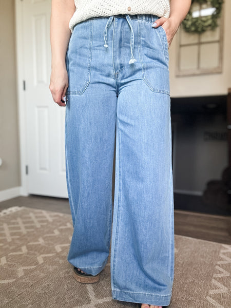 Calypso Paper Bag Wide Leg Jeans