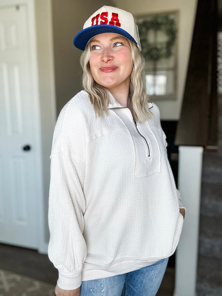 Rhodes Waffle Half Zip Pullover