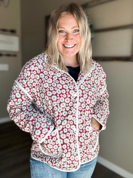 Fiora Floral Quilted Jacket - SIZE MEDIUM
