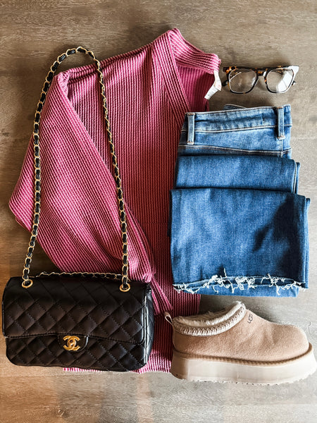 Perri Ribbed Cardigan - Marsala