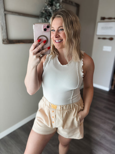 Camdyn Ribbed Tank Top - White