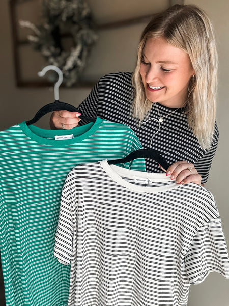 Jensen Stripe Basic Tee - Beige