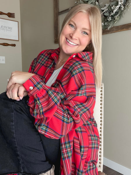 Tidings Plaid Button Down Top