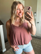 Zaria Billowy Strap Accent Tank - Mauve