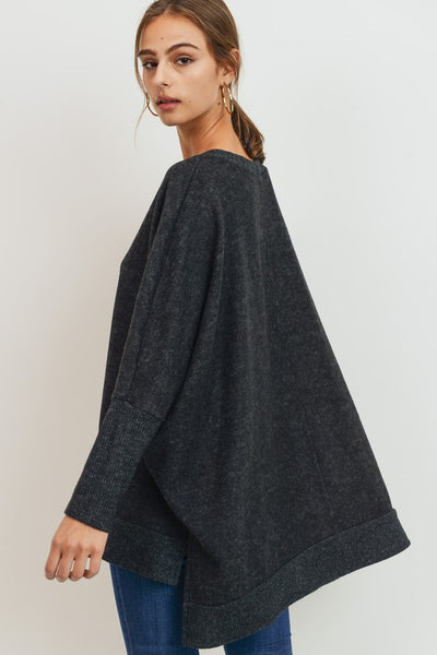 Amaya Brushed Knit Sweater - Charcoal