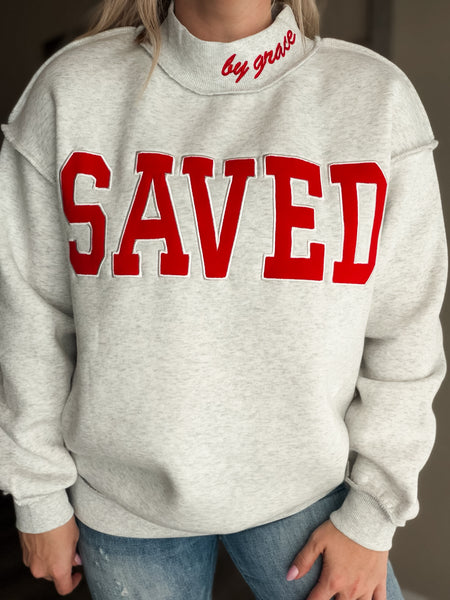 PREORDER Saved By Grace Mock Neck Sweatshirt