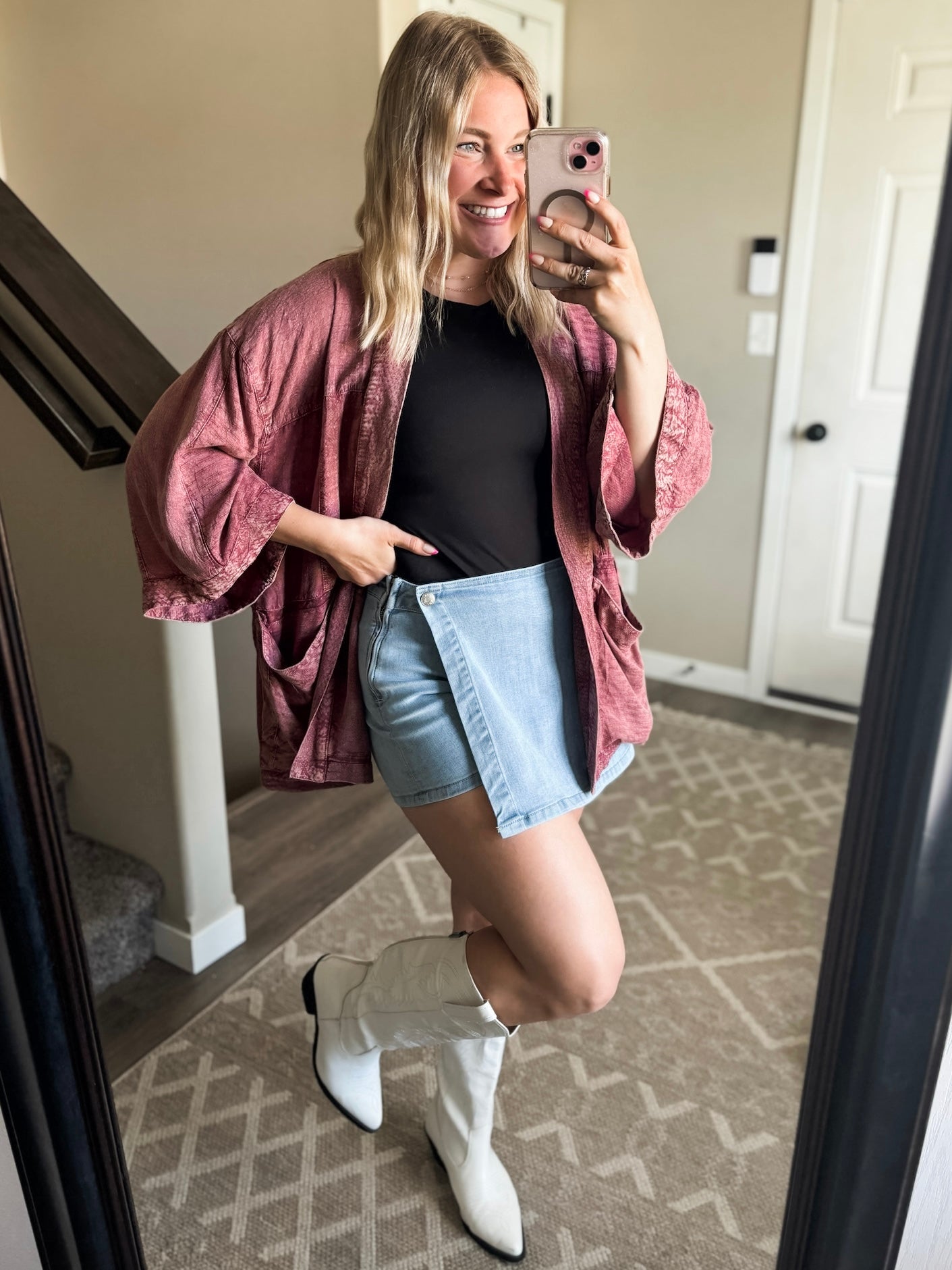 Whiskey Rose Textured Kimono