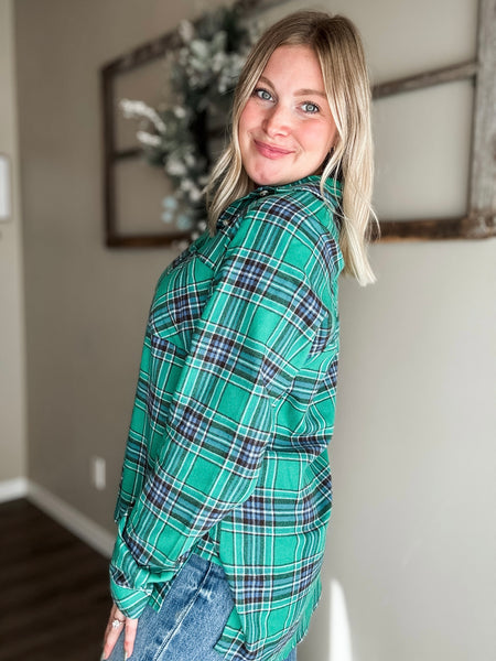 Wellesley Plaid Button Down Top
