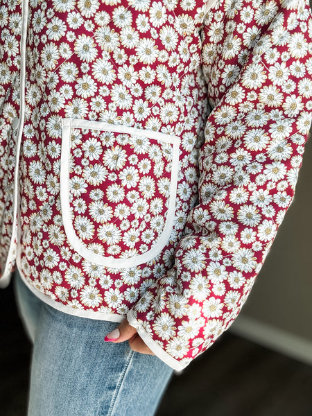 Fiora Floral Quilted Jacket - SIZE MEDIUM