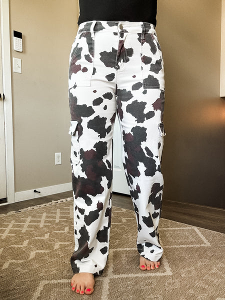 PREORDER Pasture Perfect Cow Print Denim Pant