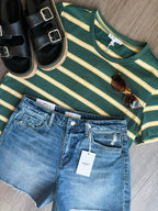 Laidback Striped Boxy Tee - Green