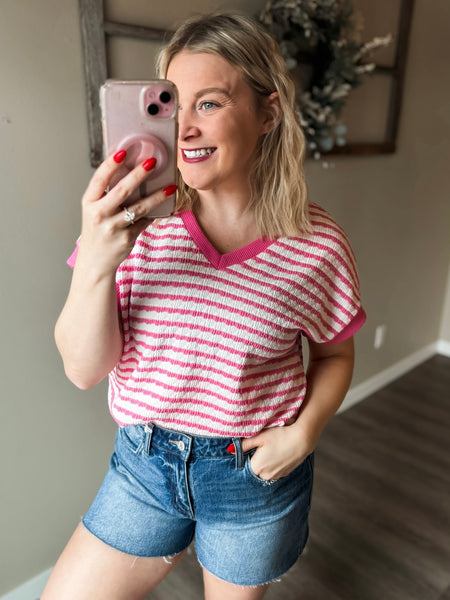 PREORDER Zellie Textured Contrast Top