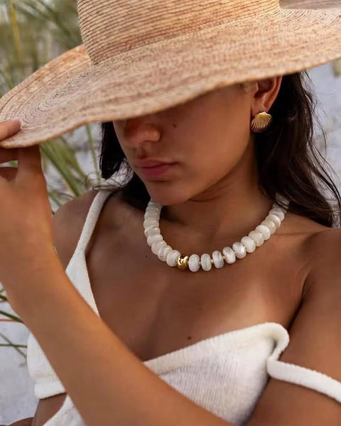Mabli Chunky Beaded Necklace - White