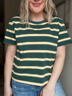 Laidback Striped Boxy Tee - Green