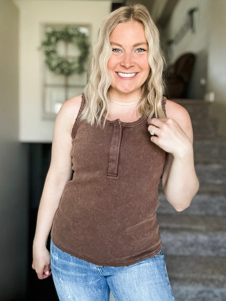 PREORDER Paisleigh Ribbed Henley Tank