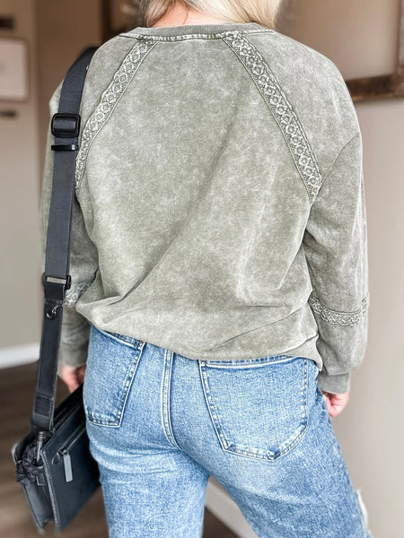 Annalisa Lace Patchwork Sweatshirt - SIZE MEDIUM