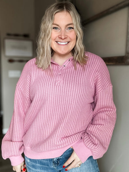 Arlowe Waffle Pullover - SIZE MEDIUM