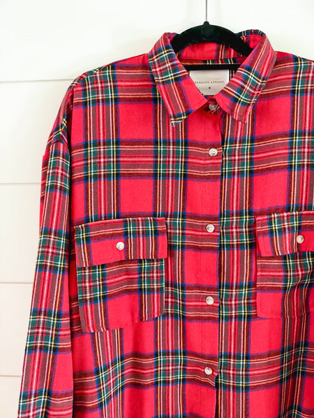 Tidings Plaid Button Down Top