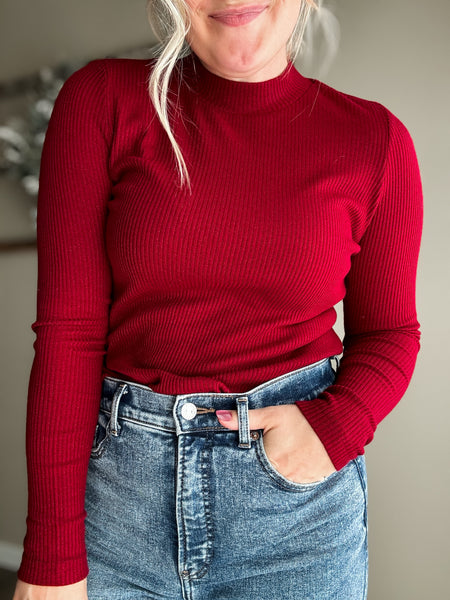 Giselle Sparkle Ribbed Knit Top - SIZE LARGE